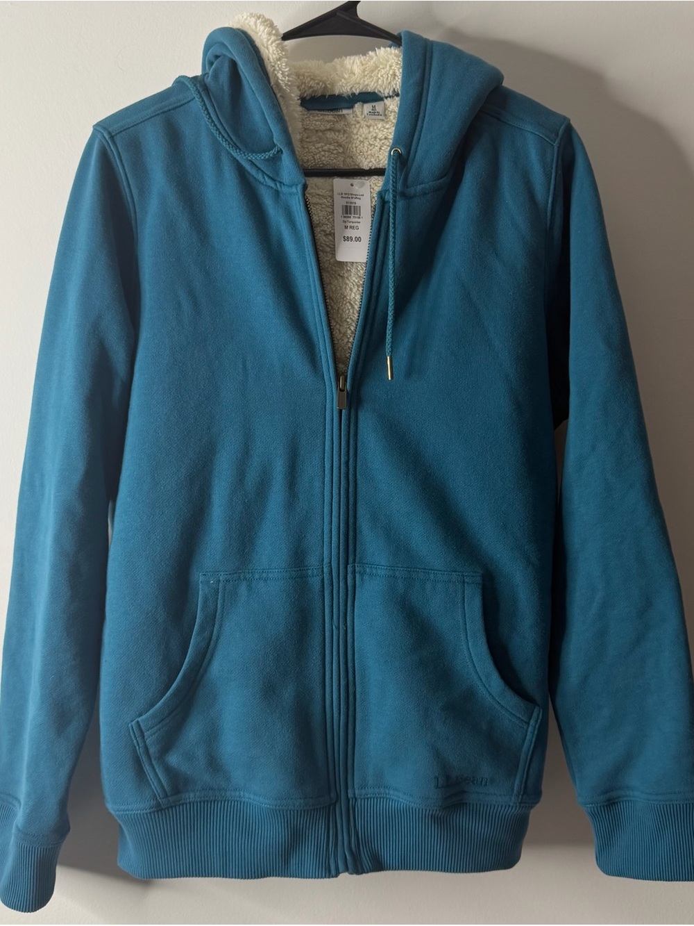 L.L. Bean Teal Zip-Up Sherpa-Lined Hoodie